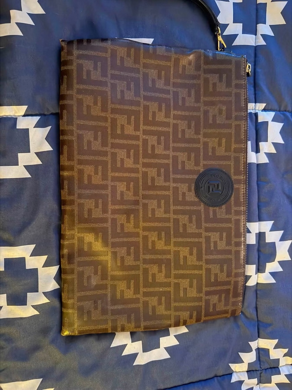 Fendi Brown Monogram Zip Card Holder Pouch